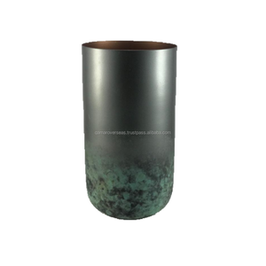 Jarrón cilíndrico de hierro hecho a mano, ecológico, de alta calidad, para mesa, maceta, decoración del hogar, modelo QAMAR OVERSEAS QO-1090 - Product Image 2