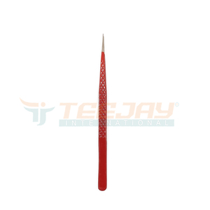 แหนบต่อขนตา TEEJAY รุ่น Professional สีแดงเคลือบผง ขนาด 12 ซม. แบบตรงเพรียวบาง จับถนัดมือ ด้ามเพชร รับสกรีนโลโก้ - Product Image 1