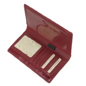 चेकबुक कवर चमड़ा चेकबुक बटुआ कार्ड जेब और स्पष्ट आईडी खिड़की के साथ, लाल रंग