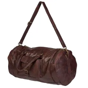 اليدوية كبيرة براون جلدية مغربية حقيبة من القماش الخشن ، الرجال الصالة الرياضية حقيبة سفر رياضية في الهواء الطلق حقيبة سفر المرأة