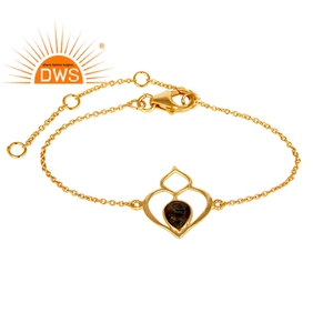 Bracelet en pierre précieuse naturelle Labradorite pour femme, joli bijou à brin unique, plaqué or 18k, argent 925 - Product Image 1