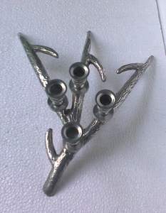 Bougeoir de mariage fait main en aluminium argenté Antler - Product Image 2