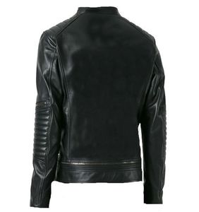 ใหม่2021แกะหนัง Zip Up ผู้หญิงแจ็คเก็ตแฟชั่นสบายๆในสีดำสี - Product Image 3