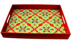 Plateau de service en bois écologique personnalisable laqué de forme ovale imprimé paon pour un usage domestique ou cadeaux promotionnels de mariage - Product Image 4