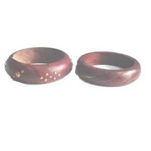Sheesham Wooden Bangles With Brass Inlay And Mosaic Indian Wooden Jewelry Bangles and Bracelets