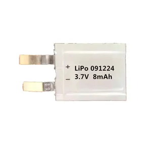 Ultra Thin Rechargeable Lithium Battery 091224 3.7V 8mAh Lipo Battery for IOT products