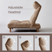 Fauteuil de sol moderne en tissu doux, réglable, avec appui-tête rembourré, pliable, pour lecture, jeux, méditation, solide
