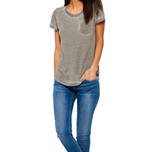 Colección de verano 2021, camiseta de talla grande para mujer, 100% de algodón, patrón sólido, cuello, transpirable, efecto de lavado, ropa informal para mujer - Product Image 3