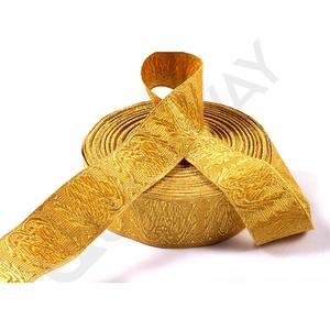 Dentelle de tresse dorée d'uniforme de cérémonie, dentelle de tresse de Mylar français, tresse d'or de fil de Bullion français - Product Image 1