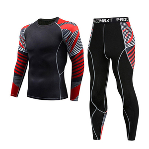 Camisetas de Manga Larga y Pantalones Deportivos de Poliéster/Nylon de Secado Rápido, Sin Costuras, para Hombre - Product Image 1