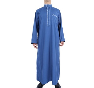 Thobe traditionnel de haute qualité col montant arabe vêtements islamiques musulmans Thobe longue robe pour hommes - Product Image 5