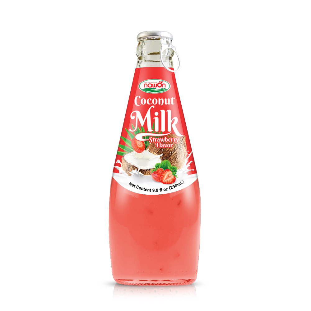 Wholesale Coconut Canned Milk 290ml Strawberry Flavor OEM ISO HACCP Beverage Manufacturer Vietnam
