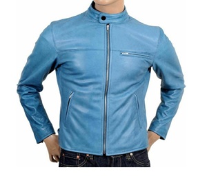 Cuir de mouton de couleur bleu ciel fermeture éclair de toutes les couleurs et cuirs fabriqués au Pakistan - Product Image 1