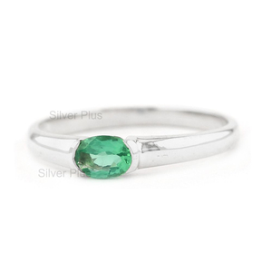 แหวนหมั้นมรกต Solitaire ทรงวงรีแท้,แหวนขายส่งเครื่องประดับมินิมอล - Product Image 3