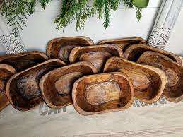 ชามแป้งไม้แบบยาวธรรมชาติสำหรับใช้ในบ้านโรงแรมและร้านอาหารอุปกรณ์สำหรับอาหารค่ำงานหัตถกรรมทำจากไม้ - Product Image 5