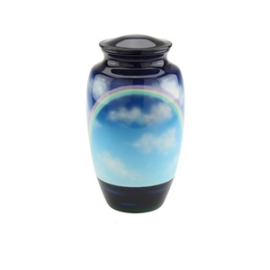 Multicolor aluminium metal cremation funeral urns sky with rainbow printed designs <b>for</b> <b>keepsake</b> <b>ashes</b> <b>for</b> adult and pets - Product Image 1