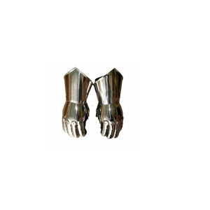 Guantelets medievales de acero de hierro con cuero, armadura de Caballero de Halloween, par - Product Image 1