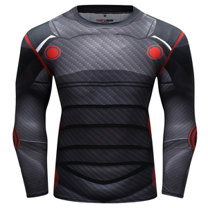 Custom Sublimated Compression Gym Shirts Long Sleeve BJJ Rashguard MMA <b>Mens</b> Rash Guard - Product Image 2
