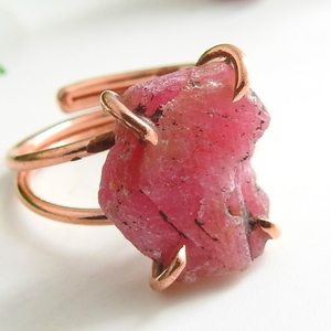 Envoltura de alambre en bruto de cristal Natural de rubí africano, anillo chapado en oro de 14K, certificado por terceros, informal/deportivo, suelto, crudo, de moda - Product Image 1