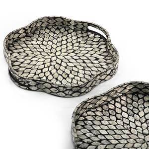 Modern <b>Flower</b> Shaped Mother of Pearl Trays MOP Serving Tray for Ramadan - Product Image 3