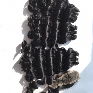 เครื่องต่อผมแบบ Remy จากเวียดนามบริสุทธิ์จาก100% ทอสองชั้นเนื้อนุ่มหยักลึกสีเข้มกว่าผมมนุษย์เท่านั้น - Product Image 1