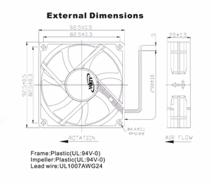 ADDA 92*92*25mm <b>12V</b> <b>DC</b> Axial Waterproof Fans - Product Image 2