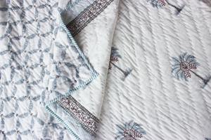 Jaikuri – édredon indien fait à la main, bloc de main imprimé, Voile de coton rasai réversible, édredon fait à la main - Product Image 3