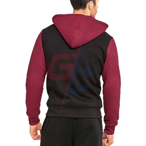 Sweat à capuche zippé-Sweat-shirt à capuche zippé en molleton bicolore épais en coton mélangé pour hommes - Product Image 3