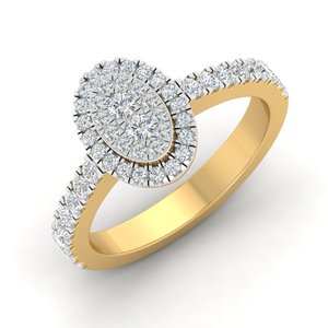 Anillo de aniversario de oro amarillo de 14 quilates para mujer, sortija de aniversario, Diamante redondo, Natural, impresionante - Product Image 1