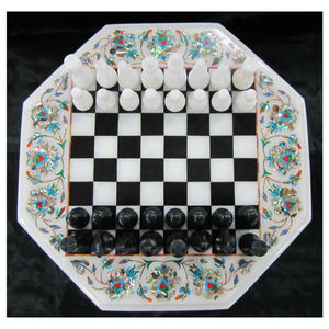 Modern Marble Inlay <b>Chess</b> Design Dining <b>Table</b> Top for Home Furniture and Dining Room Use - Product Image 1