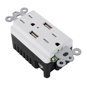 Keygma USA tiêu chuẩn thông minh chip thông minh <span class=keywords><strong>USB</strong></span> ổ cắm 2 cổng 5V 4.2A tường cắm Outlet - Product Image 4