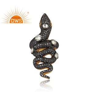 Anillo de plata de ley con forma de serpiente y GEMA de circonia cúbica para mujeres - Product Image 3