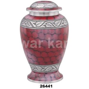 Nouveau design moderne souvenir Bella nuage rouge et feuille d'argent gravure urne funéraire adulte pour cendres - Product Image 1