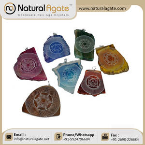 Thérapie de guérison énergétique tendance pendentifs gravés collier personnalisé 7 chakra gravé tranche pendentifs ensemble - Product Image 4