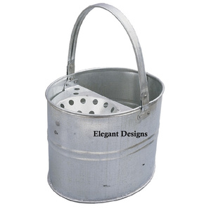 Seau de vadrouille galvanisé Vintage de qualité fine seau enduit de poudre de forme ronde seau de vadrouille de nettoyage peu coûteux fait à la main - Product Image 5