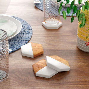 Posavasos de madera y mármol de alta calidad, accesorios de cocina con impresión personalizada respetuosos con el medio ambiente, color blanco, venta - Product Image 2