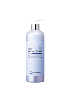 Cosmétique coréen MERIKIT AQUA FACIAL FOAM Gel nettoyant pour peaux grasses/sèches - Hydratant, apaisant, nettoyage en profondeur des pores - Product Image 1