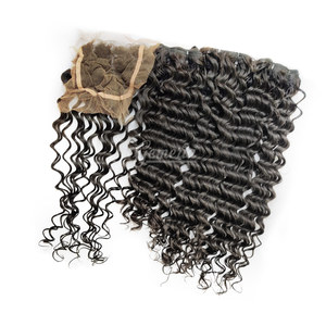 Extensiones de cabello humano Remy de color natural 13x4, paquetes de ondas profundas frontales de encaje con cierre, fuente de Peluca de cabello indio - Product Image 6