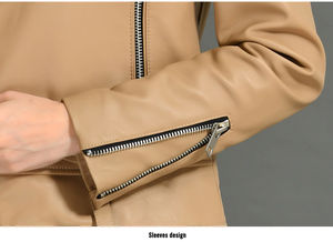 Chaqueta de cuero de vaca 100% de calidad superior para mujer Estilo 2021 con cremallera fácil Abrigo de cuero puro original - Product Image 3