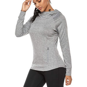 Tops con capucha de entrenamiento de manga larga para mujer Gimnasio Yoga Fit Athlesuire Wear Camisa Cuello redondo Jersey Sudadera - Product Image 6