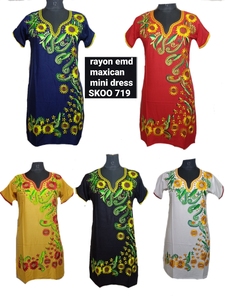 Robe élégante en tissu rayonne, chevelure bohème, imprimé de fleurs, design de mode, couleur multiple, tendance, vêtement pour femme, été - Product Image 2