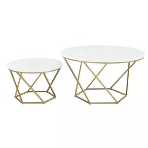 Mesa de centro decorativa de Metal con diseño de hojas, espejo superior - Product Image 1