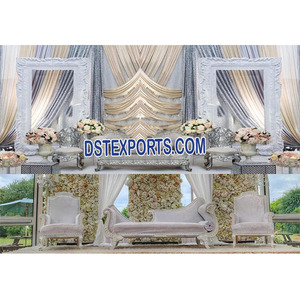 Latest Elegant White Theme Wedding Stage Decor Calgary for <b>Engagement</b> Ceremonies Reception Stage Decor Wedding <b>Decorations</b> Fiji - Product Image 1