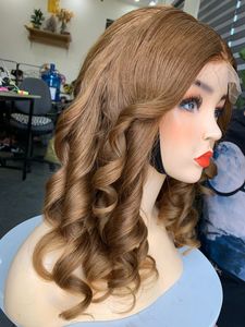 Colored Bouncy Double Drawn Vietnamese Remy Human Hair Single Weft Transparent Closure <b>Front</b> <b>Wigs</b> - Product Image 2