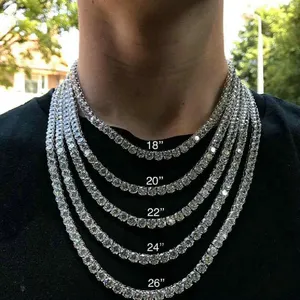 Hip Hop-gargantilla personalizada con piedra de circonia cúbica para hombre y mujer, collar grueso chapado en oro, cadena de tenis de diamante