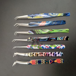 Pince à épiler d'extension de cils de volume russe de marque privée personnalisée pince à épiler en acier inoxydable enduite de papier pointe en fibre pour sourcils - Product Image 4