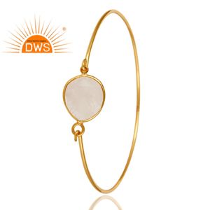 925 Sterling Silver Natural Rainbow <b>Moon</b> Stone Gemstone Bangle for Women Jewelry Manufacturer - Product Image 4