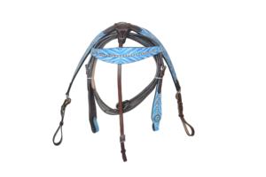 ชุดหัวม้าขาวและเทาหนังทาสีด้วยมือสีน้ำตาลสีเทอร์ควอยซ์และสีขาว - Product Image 3