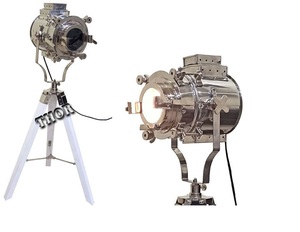 Postmoderne industriel Vintage trépied sol lampe de Table moderne métal en bois nautique projecteur film théâtre décoration électrique - Product Image 6