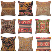 Coussin de houppon tissé à la main, taie d'oreiller turque orientale,